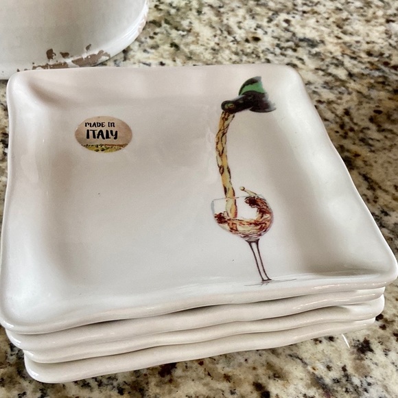 NWT Ceramica Cuore Wine Design Small Plates - Picture 7 of 12